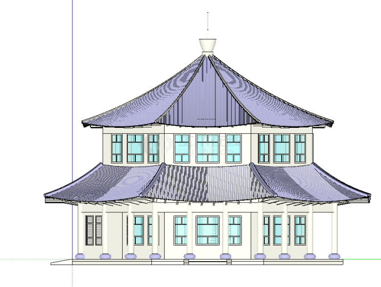 青岛栈桥中式回澜阁su模型-图二