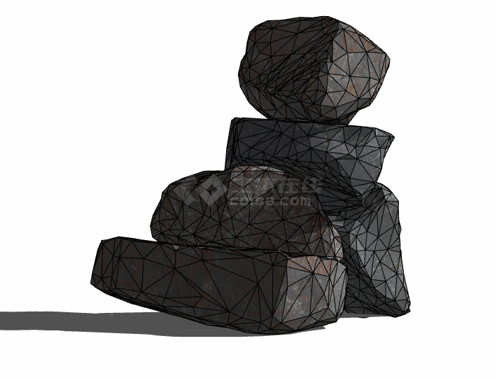 网状堆叠墨色假山置石su模型-图二