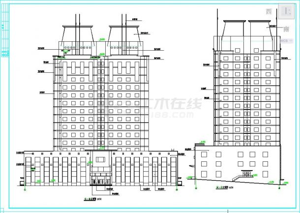 15层框架结构商住一体楼建筑设计CAD图纸（1-3层商用）-图二