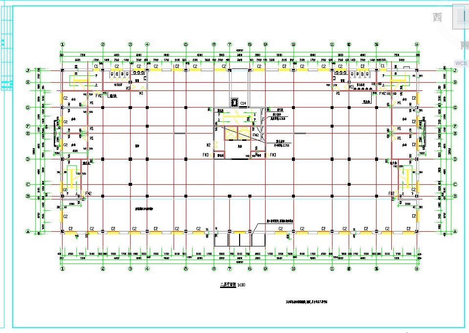 15层框架结构商住一体楼建筑设计CAD图纸（1-3层商用）