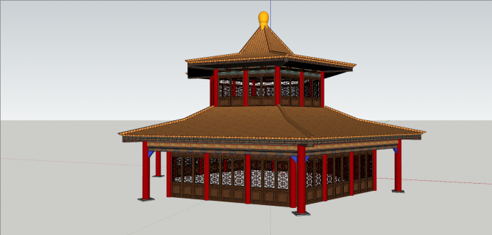 中式皇宫单一古建筑su模型_图1