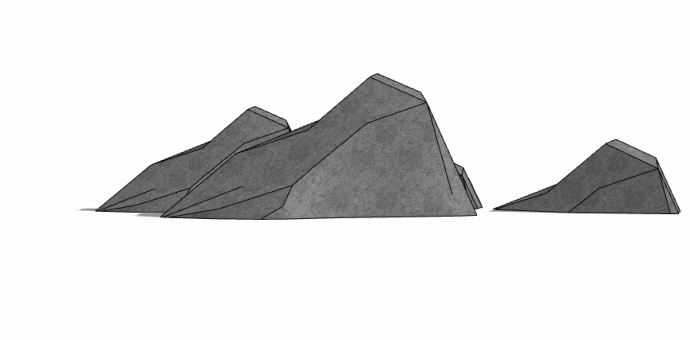 四块山峦状灰色假山置石su模型_图1