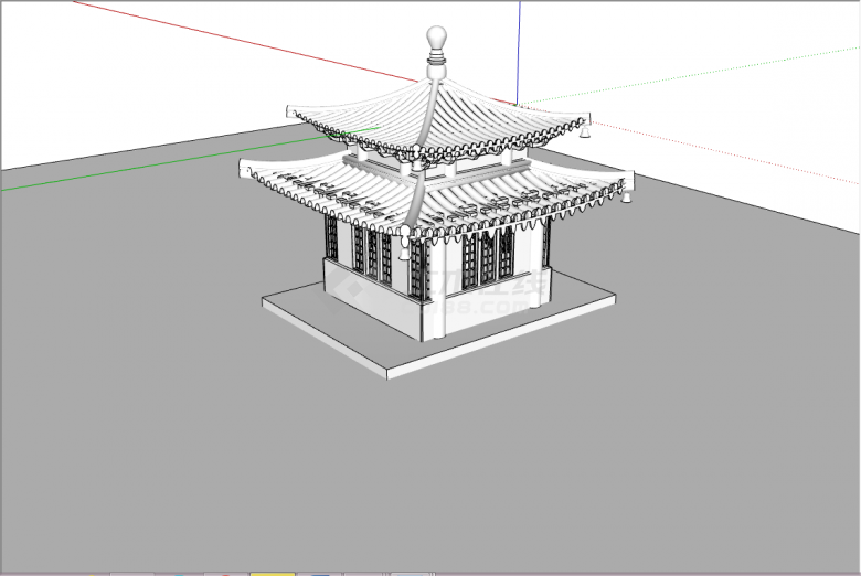中式双屋檐庙宇su模型-图一