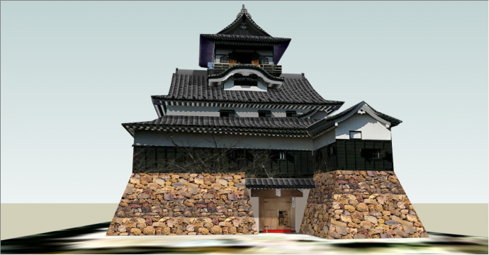 传统绿化景观角楼日本古建su模型_图1