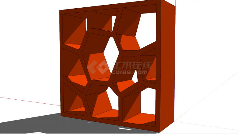 木制镂空不规则架子su模型-图二