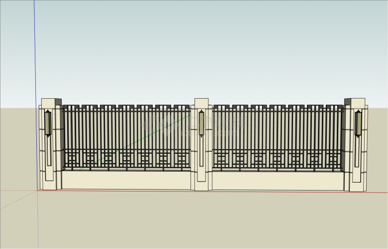 经典简约新中式围墙su模型-图二