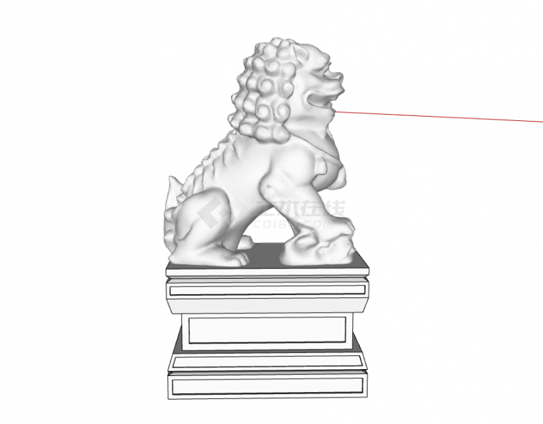 现代中式经典门口石头狮子su模型-图二
