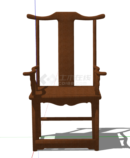 褐色长凳子中式家具su模型-图二