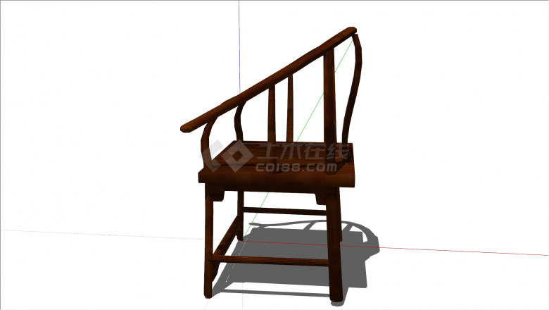 中式弧形带扶手木凳su模型-图一