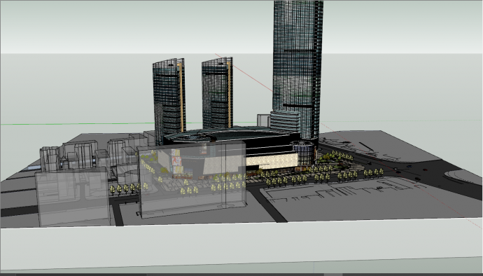 商业现代商场办公楼建筑细模su模型_图1