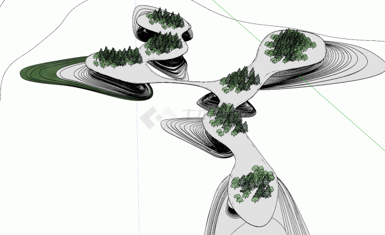 山地海绵城市项目简易su模型-图二