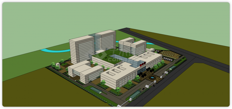 大型建筑体成都市第七人民医院su模型-图二