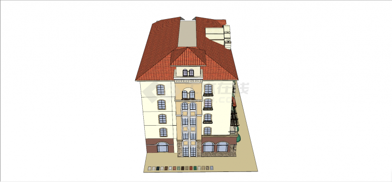 地中海式6层住宅su模型-图一