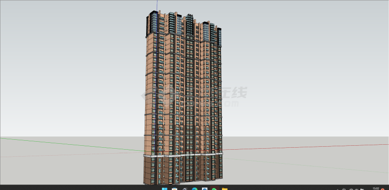 精品高层户型商用住宅楼su模型-图一