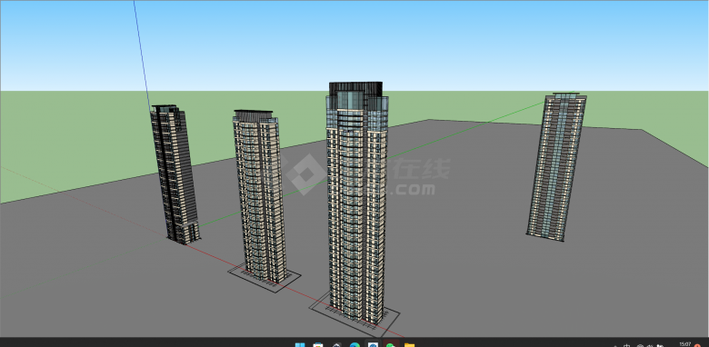 现代风格高层精品商用住宅楼su模型-图一