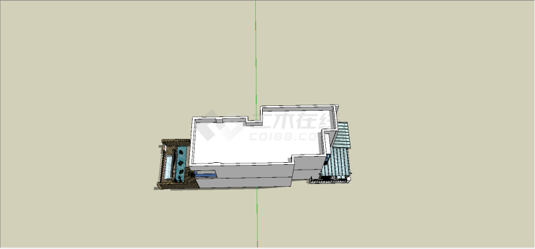 现代两层带独立庭院混凝土结构简单住房su模型-图二