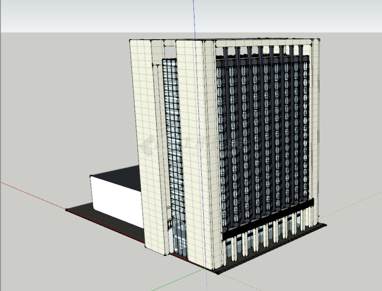 白色高耸住宅户型楼su模型-图二