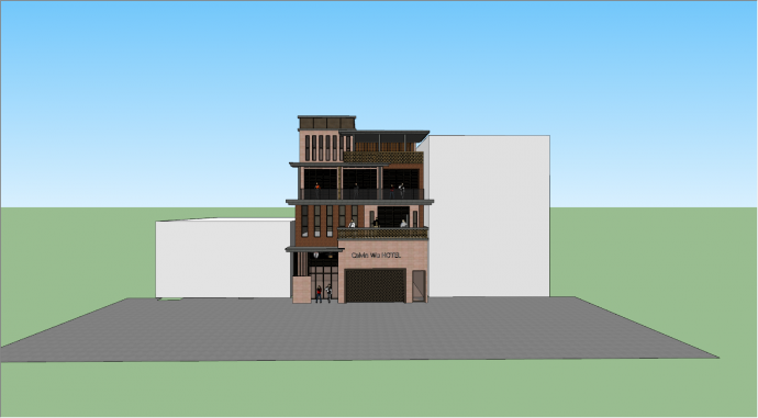 现代农村自建房立面设计su模型_图1