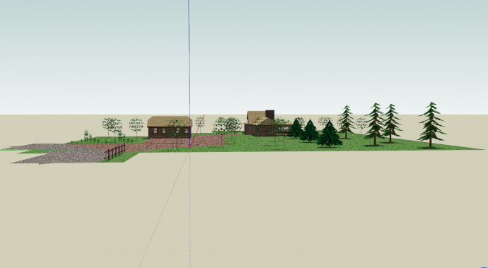 两座田园风格的农园庭院su模型_图1
