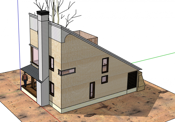 小型创意别墅建筑su模型_图1