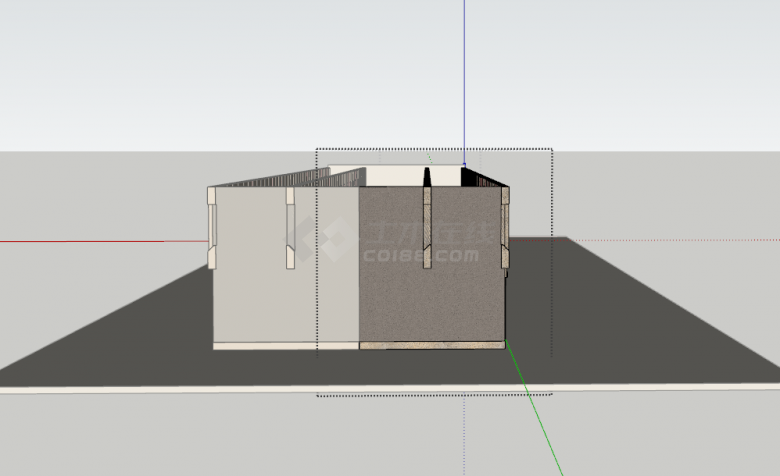 两排长方形墙型建筑su模型-图二