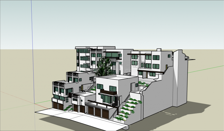 综合型花园式中式办公楼su模型-图二