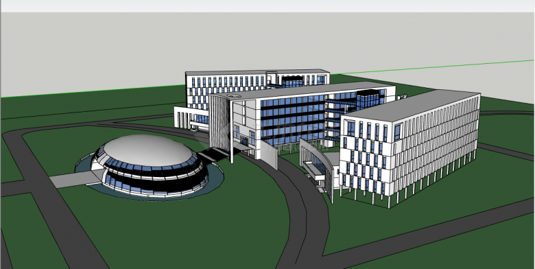 行政中心大楼设计su模型-图二