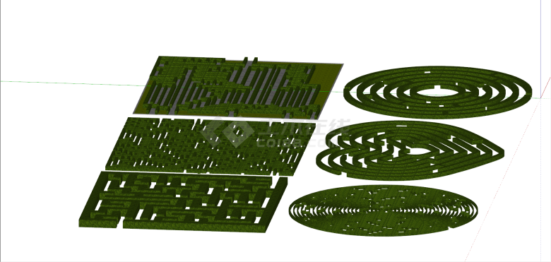 现代六个园艺植物绿篱迷宫景观小品su模型-图二