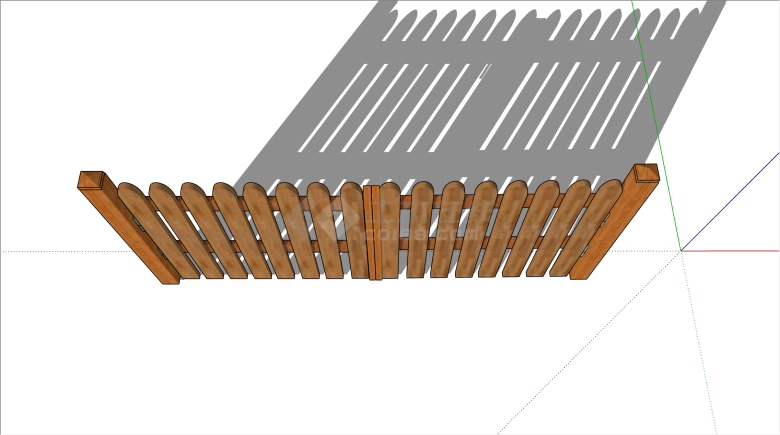 中式古典木质栅栏围栏su模型-图一