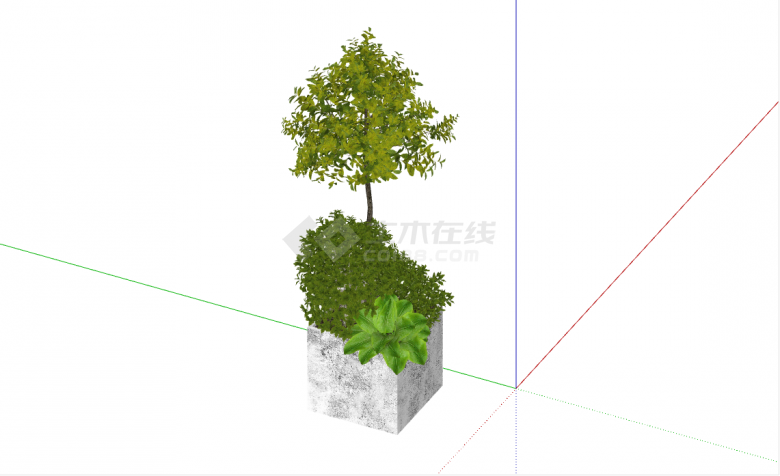 现代经典花坛花箱植物景观su模型-图二
