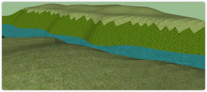 河流与地形草地帐篷su模型_图1