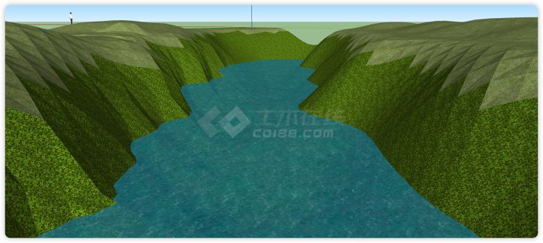 河流与地形草地帐篷su模型-图二