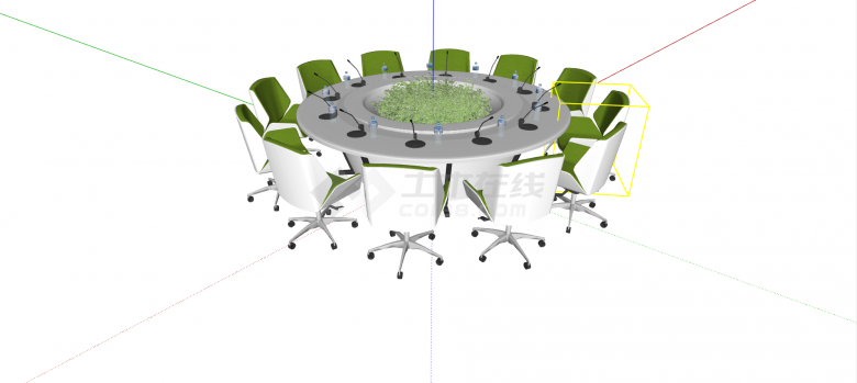 一套欧式风格办公会议桌 su模型-图二