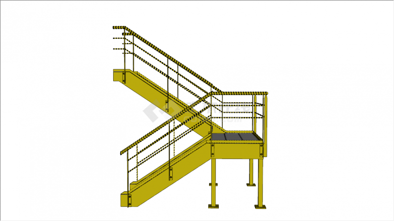 黄色铁皮外形楼梯su模型-图二