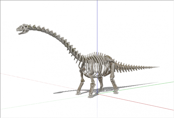 现代远古超大恐龙化石骨架动物su模型_图1