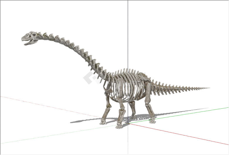 现代远古超大恐龙化石骨架动物su模型-图一