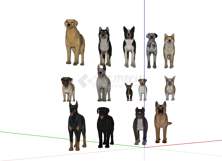 动各种各样小狗动物 su模型-图二