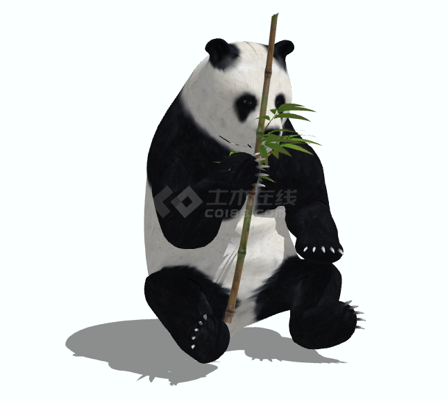 可爱憨厚吃竹子熊猫 su模型-图二