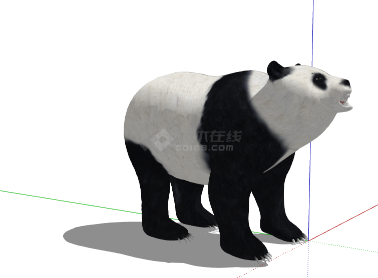 站立咆哮威武的熊猫su模型-图二