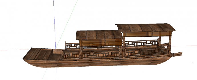 带船篷可载客的中式木船su模型_图1