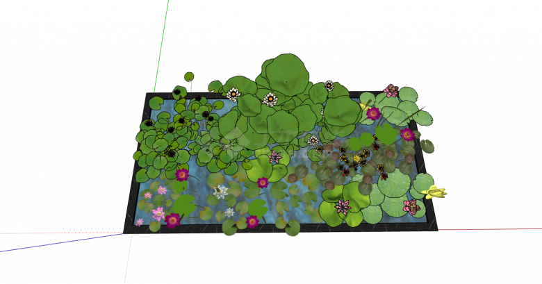 现代色彩丰富多种水生植物su模型-图二