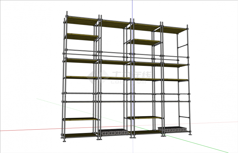 高层立杆式脚手架钢架工业设备su模型-图二