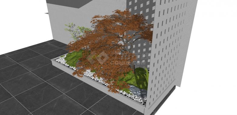 日式庭院枫树景观小品su模型-图二