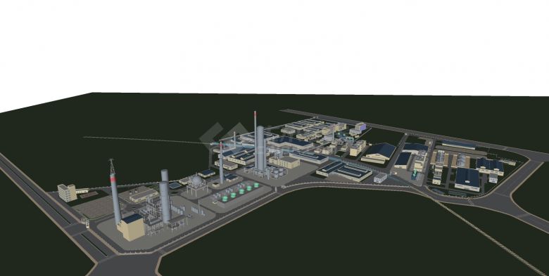 工业设备区域建筑设计su模型-图一