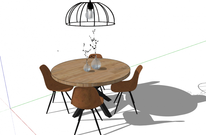 圆形餐桌家具su模型_图1