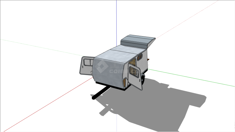 双开门的实木内饰的房车su模型-图二
