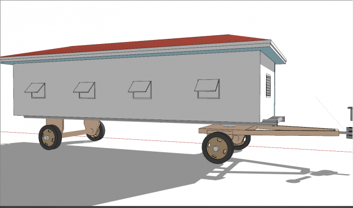 红瓦白墙板式房车su模型_图1