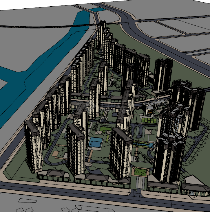 设施完备的城市建筑su模型-图二