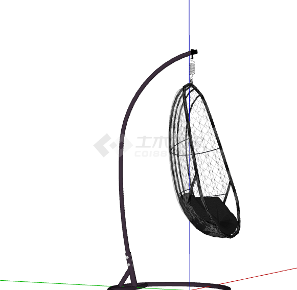 黑色柱子镂空现代中式吊椅su模型-图二
