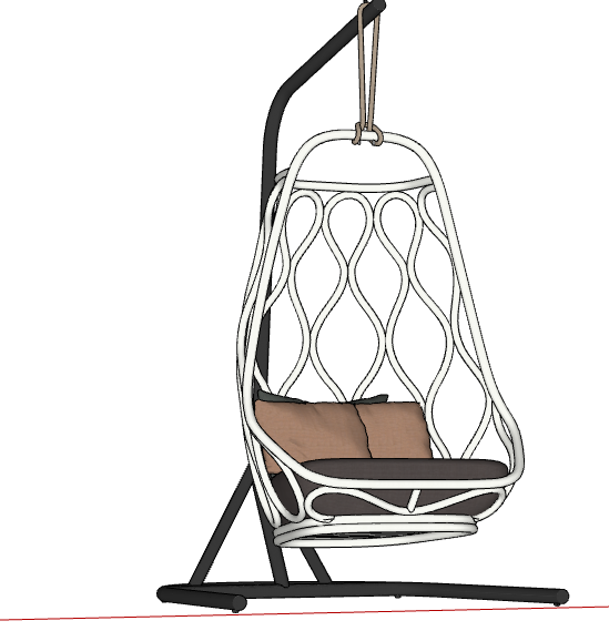 中式现代立式白色网状吊椅su模型_图1